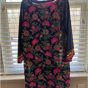 J. Pert branded 3 piece cotton suit with embroidery